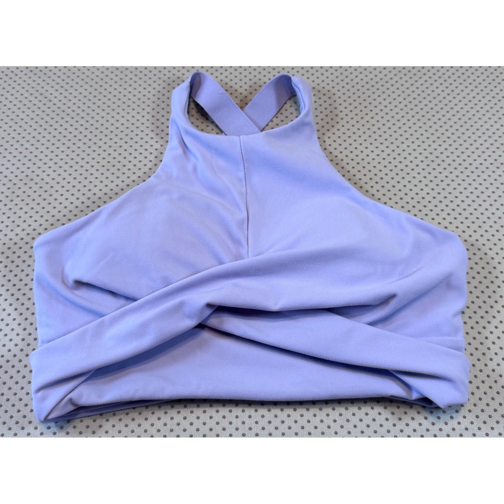 Buffbunny Collection Lavender High Neck Wrap Sports Bra Small Purple Athletic